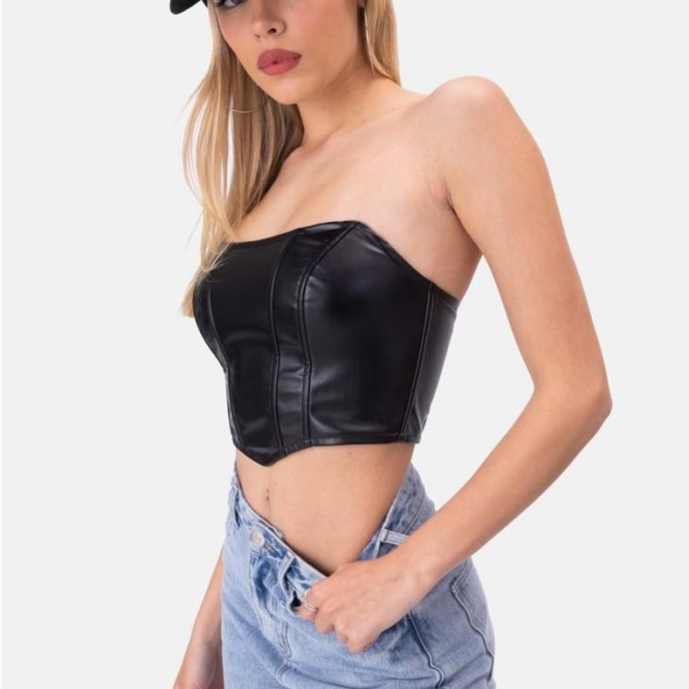 Adika leather corset top